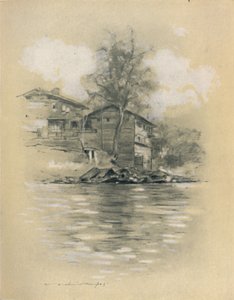 Habitação fluvial em Srinagar, 1903 de Mortimer L Menpes