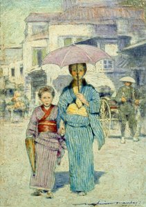 Uma cena de rua japonesa de Mortimer Ludington Menpes