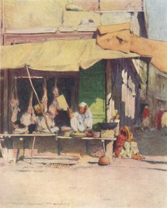 A Meat Shop em Peshawur, 1905 de Mortimer Ludington Menpes