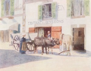 Um carrinho de areia no cais, Pont-Aven (litografia a cores) de Mortimer Ludington Menpes