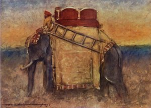 Um Elefante da Índia Central (cor litho) de Mortimer Ludington Menpes