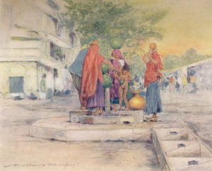 Pela fonte, Jeypore, 1905 de Mortimer Ludington Menpes