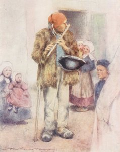 O Flautista Cego (litografia a cores) de Mortimer Ludington Menpes