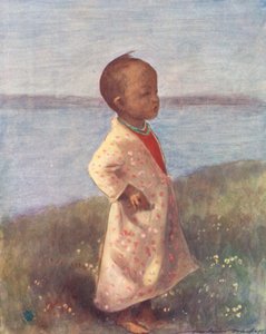 Crianças do mundo: Birmaneses, de pé, em atenção (litografia a cores) de Mortimer Ludington Menpes