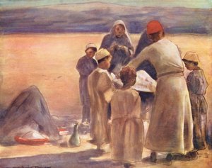 As crianças do mundo: Lição de Geografia (litografia a cores) de Mortimer Ludington Menpes