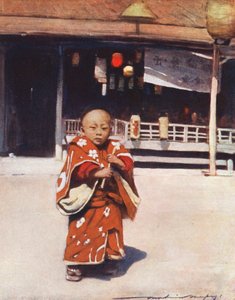 As crianças do mundo: Japonês, A Flor da Família (litografia a cores) de Mortimer Ludington Menpes
