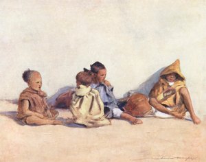 Crianças do Mundo: Mouros, a brincar (litografia a cores) de Mortimer Ludington Menpes