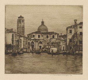 Grand Canal mostrando a torre de St. Geremia de Mortimer Menpes