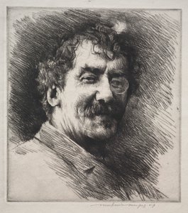 Retrato de Whistler com o cadeado branco de Mortimer Menpes
