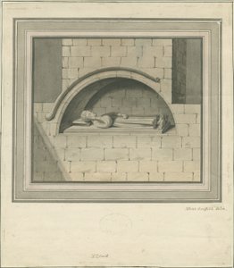 Igreja de Elford - "O Monumento de Stanley": desenho a cores da água, séc. de Moses Griffiths