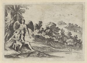 Tobias se assusta com o peixe A História de Tobias (título da série) de Moyses van Wtenbrouck