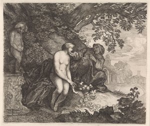 Vertumnus tenta seduzir Pomona de Moyses van Wtenbrouck