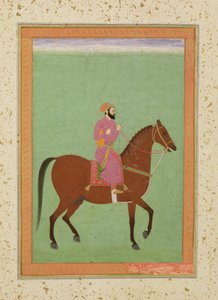 Um Amir Mughal a Cavalo, c.1670-80, do Álbum Large Clive de Mughal School