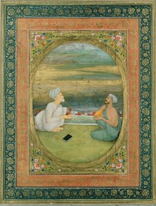 Um mulá e um músico, c.1640-1650 de Mughal School