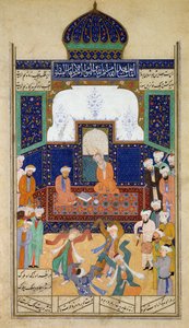 Dervishes Dançando à Música Antes de seu Shaik e um Discípulo, do Khamsah do Príncipe Khusrau, Matla al-Anvar, 1485 (890 Hijra) de Mughal School