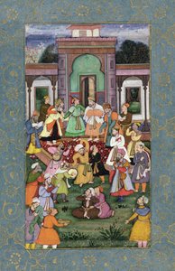 Grupo de Dervixes Rodopiantes, do Álbum Grande Clive, c.1595 (wc opaco com ouro sobre papel) de Mughal School
