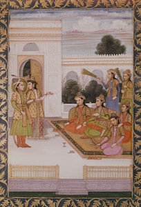 José apresentou às esposas de Mizr por Zuleika, esposa de Potifar, episódio do popular poema persa Yusuf e Zulaikha de Jami (1414-92) c.1780 de Mughal School