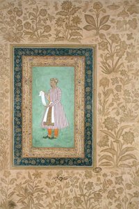 Retrato de Murtaza Khan segurando um pergaminho, c.1610 (guache em pergaminho) de Mughal School