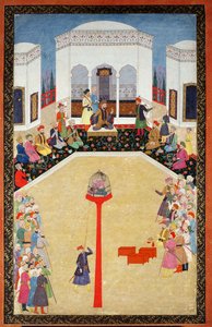 A captura do Sultão Bayazid da Turquia, Johnson Album I, no.2 numerado 9, c1680 (guache na folha do álbum) de Mughal School