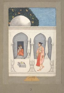 Muhammad Faqirullah Khan Uma senhora a visitar um santuário saivita, c.1750 (guache sobre papel) de Muhammad Faqirullah Khan