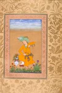 Um príncipe vestido com traje de estilo persa servindo vinho de Muhammad Khan