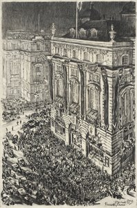 Piccadilly Circus, véspera da Coroação de Jorge VI de Muirhead Bone