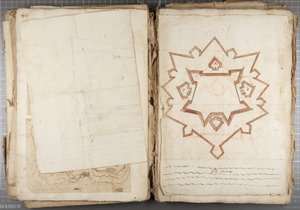 Carteira de desenhos de Mutio Oddi de Urbino e outros - Po Fume, c.1635-40 (caneta e tinta sobre papel encadernado) de Muzio Oddi
