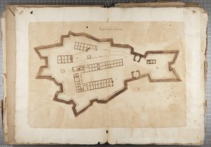 Carteira de desenhos de Mutio Oddi de Urbino e outros - Porto de Fuentes, c.1635-40 (caneta e tinta sobre papel encadernado) de Muzio Oddi