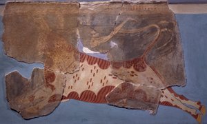 Cena de tourada, fresco do Palácio Tirinto, civilização micénica de Mycenaean