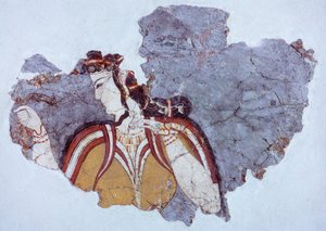 Senhora da corte, fresco do Palácio de Micenas (Grécia), civilização micénica