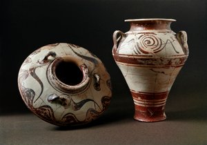 Arte micénica: vasos de cerâmica. 1400 AC. Athenes, Musee de l