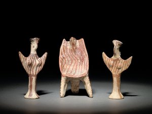 Figura Psi, trono com figura sentada e figura Psi, c.1300-1200 AC (terracota) de Mycenaean