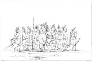 Implorando a dança, Sac e Fox, Rock Island, Alto Mississippi, 1841. de Myers and Co