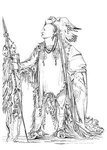 Aquele que amarra seu cabelo antes, homem nativo americano da tribo Minataree, 1841.