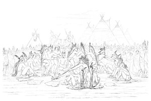 Dança de cachimbo do nativo americano, 1841.