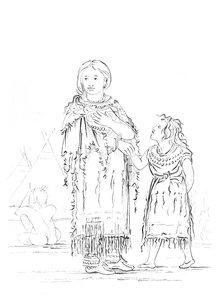 Mulher e criança do nativo americano, 1841.