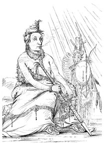 Retrato de Mocassim Negro, Chefe dos Minnetarees, 1841. de Myers and Co