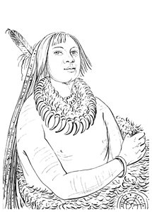 Retrato de quem se apressa pelo meio, homem nativo americano, 1841. de Myers and Co