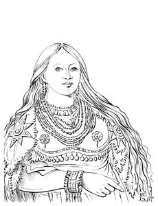 Retrato de Mink, mulher nativa americana, 1841.