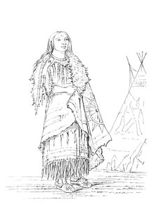 Retrato da mulher que golpeia muitos, mulher do nativo americano, 1841.
