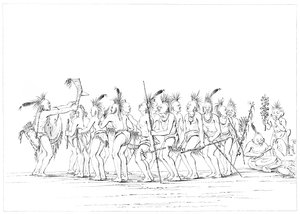 Dança de escravo, Sac e Fox, Rock Island, Mississippi superior, 1841. de Myers and Co