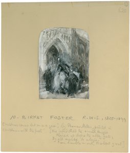 &39;Seu Jaded Steed, o Cavaleiro Armado Reinado Antes do Portão da Abadia&39; (bc, lápis e wc no papel) de Myles Birket Foster
