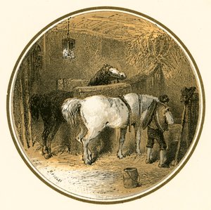 Cavalos no estábulo de Myles Birket Foster