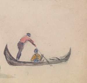 Um de um Grupo de Três Estudos de Gôndolas de Myles Birket Foster