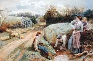 Barcos de brinquedo à vela na correnteza de Myles Birket Foster