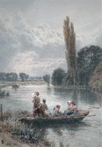 O Ferry (aguarela com cor de corpo sobre papel) de Myles Birket Foster