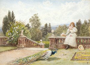 O terraço (aguarela) de Myles Birket Foster