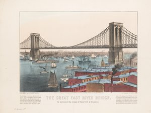 A grande ponte East River: para conectar as cidades de Nova York e Brooklyn, c.1872