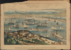 Baía superior e inferior de Nova York, c.1881 de Nathaniel Currier