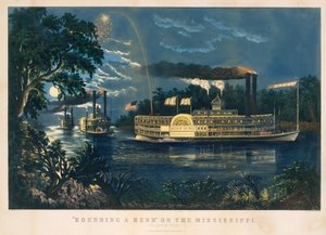 "Rounding a Bend" no Mississippi - A saudação de despedida de Currier and Ives